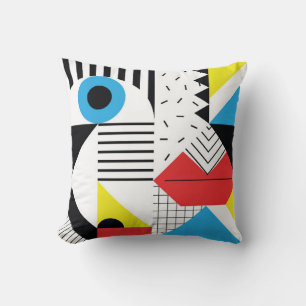 Geometric seamless pattern with abstract shapes throw pillow