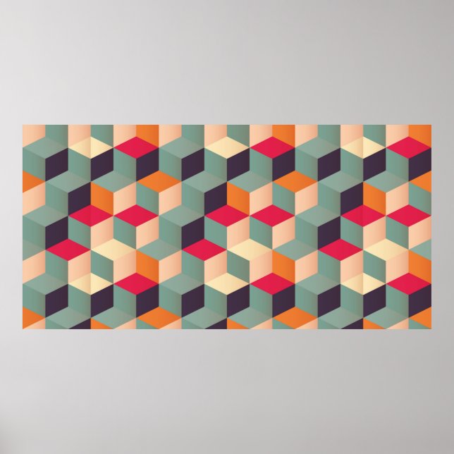 Geometric seamless pattern with colourful squares  poster (Front)