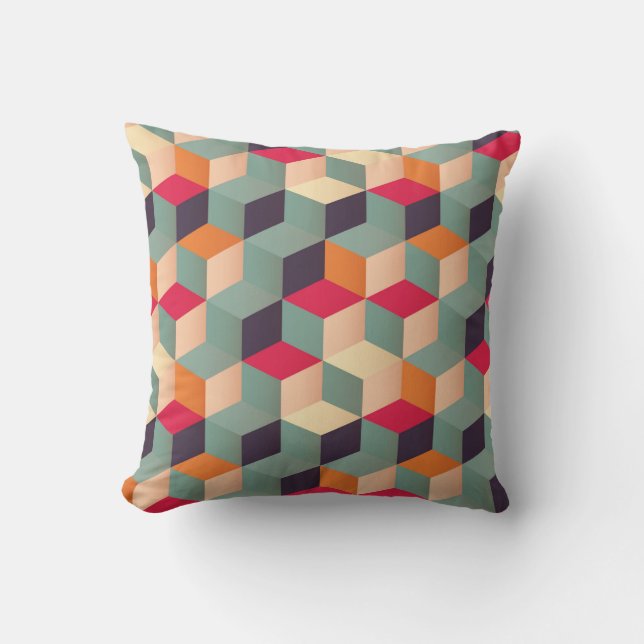Geometric seamless pattern with colourful squares  throw pillow (Front)