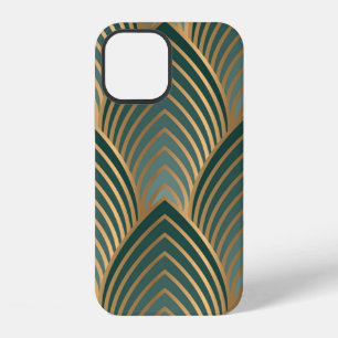 Geometric seamless pattern with golden and green c iPhone 12 case