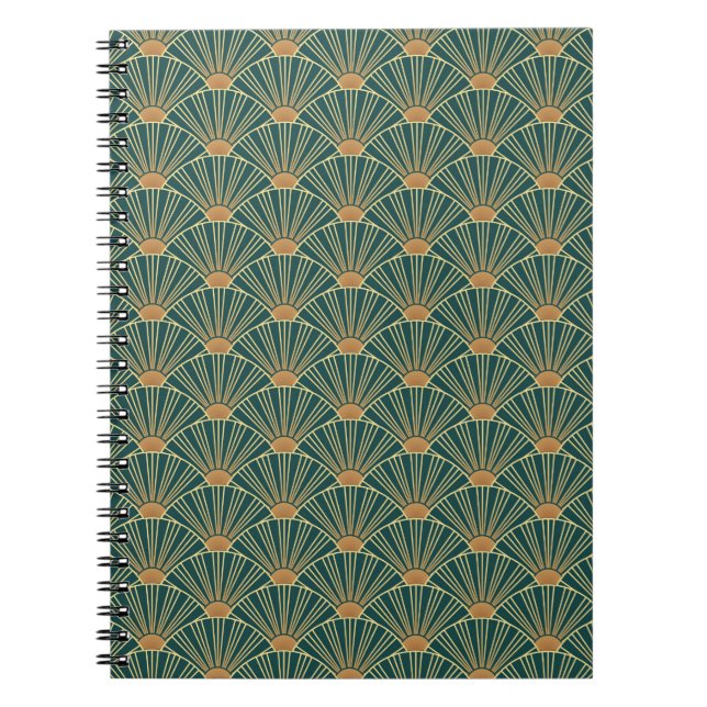 Geometric seamless pattern with golden lines. Gree Notebook (Front)