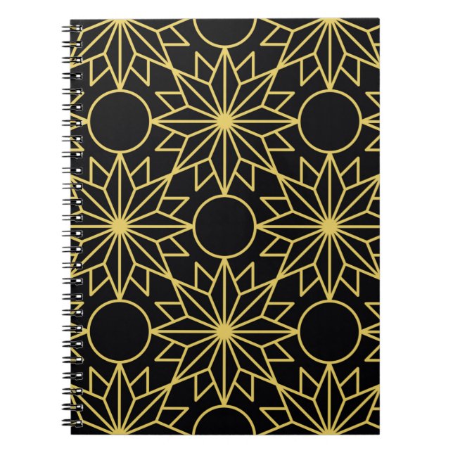 Geometric seamless pattern with stylized golden wi notebook (Front)