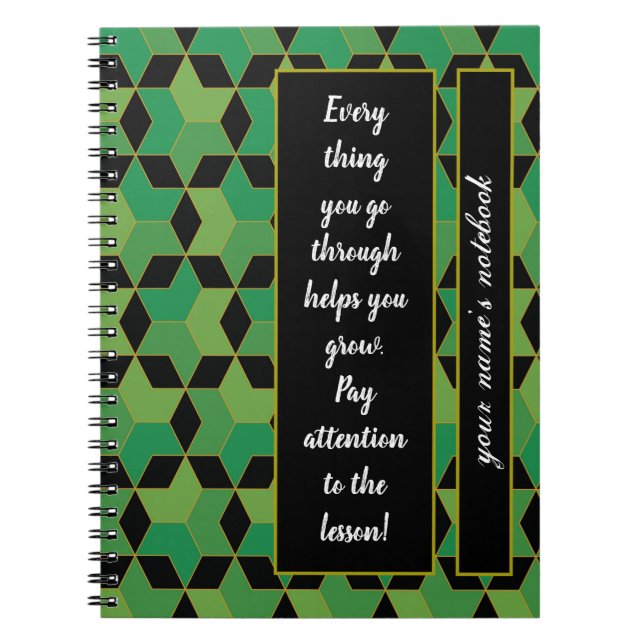 geometric seamless repeat pattern custom initial notebook (Front)