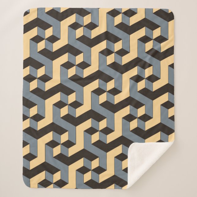 geometric seamless tile with complex rotating cubi sherpa blanket (Front)