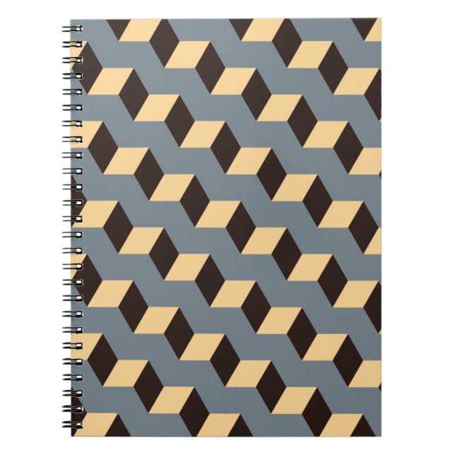geometric seamless tile with cubic stairs in silve notebook (Front)