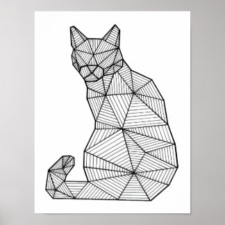 Geometric Seated Cat, Back Poster