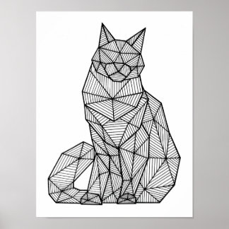 Geometric Seated Cat, Front Poster