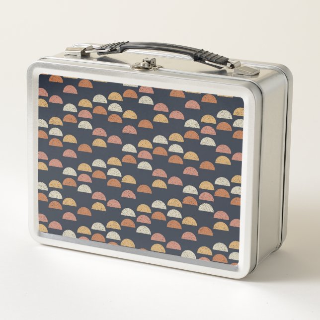 Geometric Semi Circle Pattern Metal Lunch Box (Front)