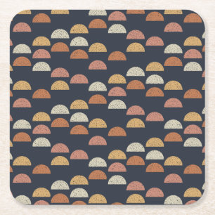 Geometric Semi Circle Pattern Square Paper Coaster