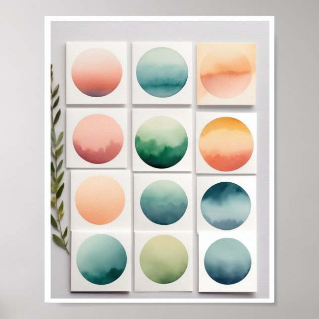 Geometric shape delicate colour gradients Poster (Front)