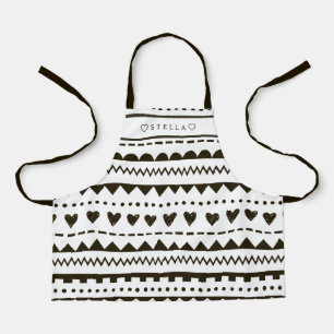 Geometric Shape Pattern Personalized Black & White Apron