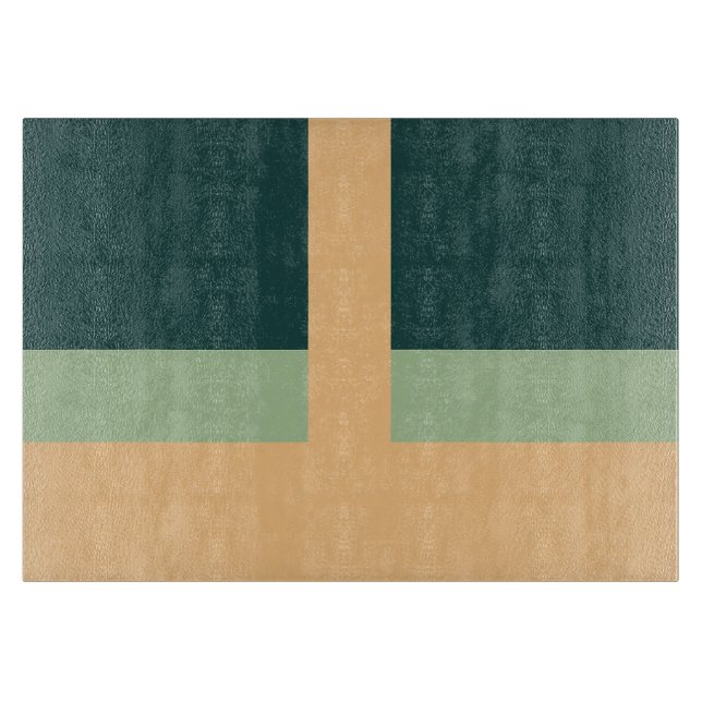 Geometric Shapes Abstract Art Green Apricot Colors Cutting Board (Front)