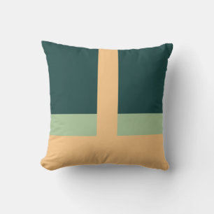 Geometric Shapes Abstract Art Green Apricot Colors Throw Pillow