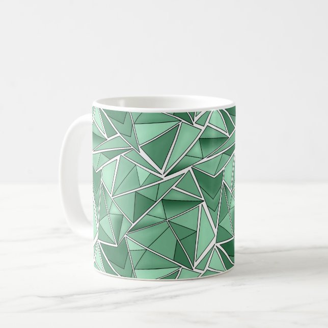 Geometric shapes abstract green pattern  coffee mug (Front Left)