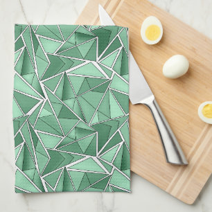 Geometric shapes abstract green pattern kitchen towel