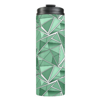 Geometric shapes abstract green pattern  thermal tumbler
