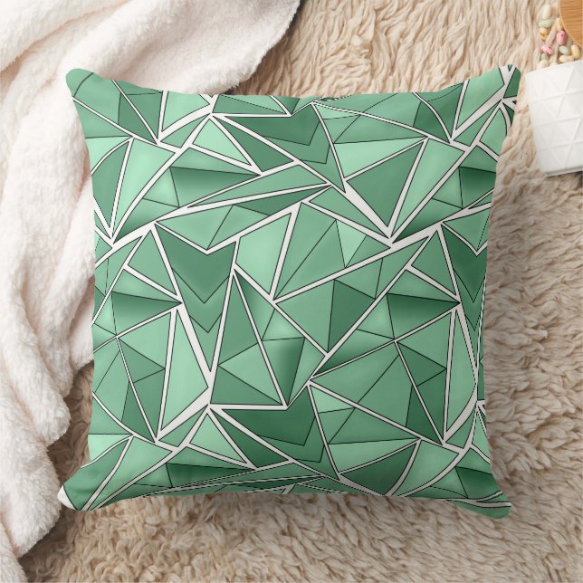 Geometric shapes abstract green pattern  throw pillow (Blanket)