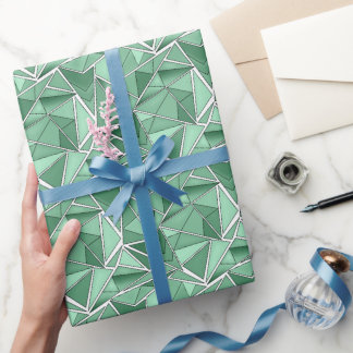 Geometric shapes abstract green pattern  wrapping paper