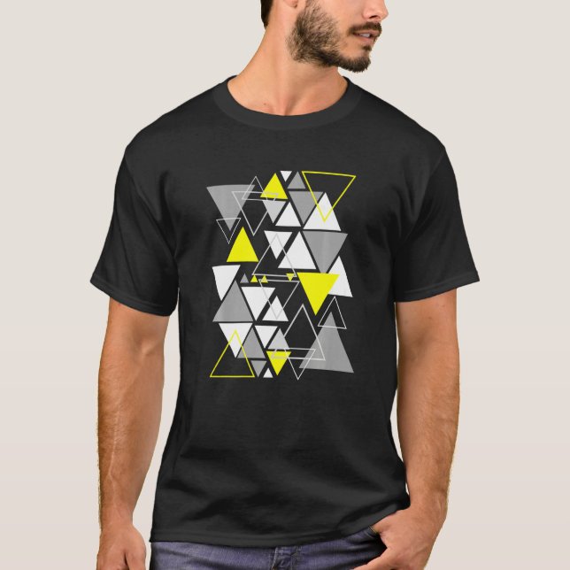 Geometric Shapes Abstract Modern Vintage Triangles T-Shirt (Front)