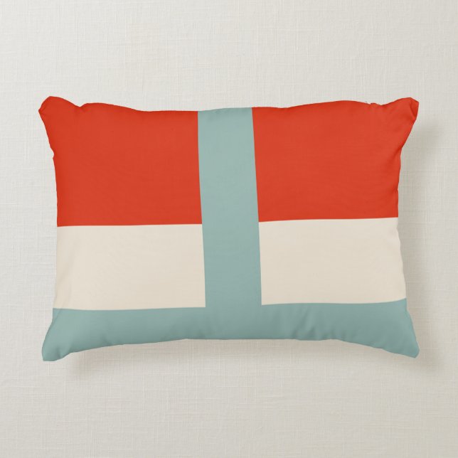 Geometric Shapes Abstract Red Gray Accent Pillow (Front)