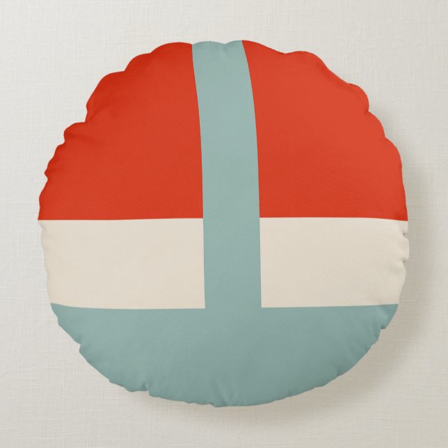 Geometric Shapes Abstract Red Gray Round Pillow (Front)