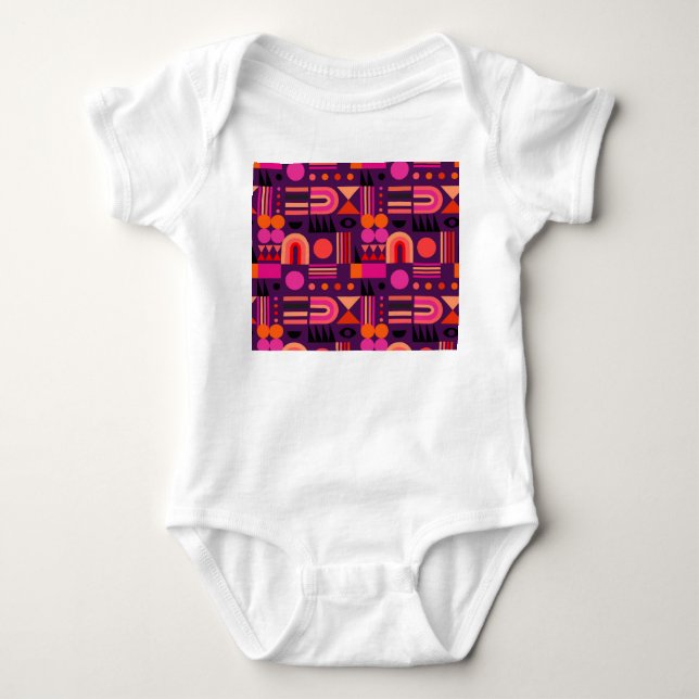 Geometric Shapes Abstract Seamless Pattern. Baby Bodysuit (Front)