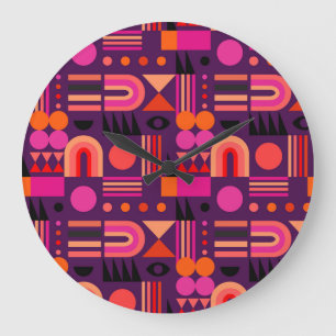 Geometric Shapes Abstract Seamless Pattern. Large Clock