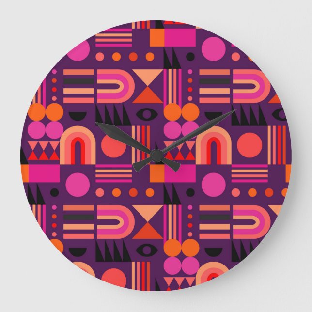 Geometric Shapes Abstract Seamless Pattern. Large Clock (Front)