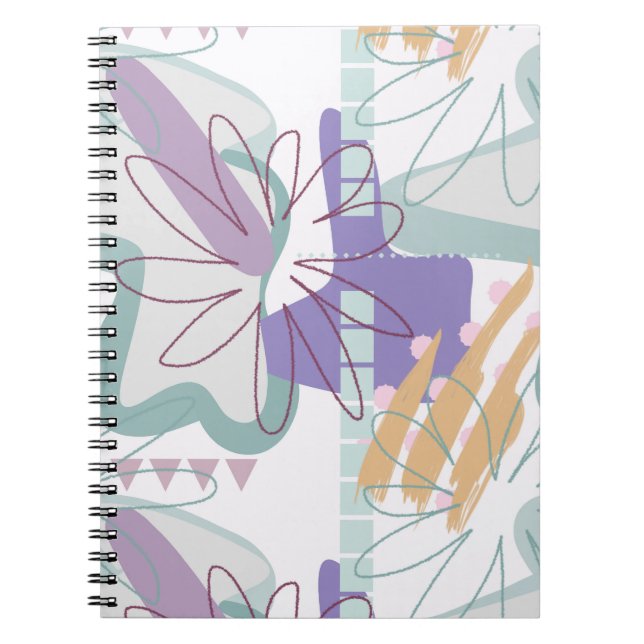 Geometric shapes and flowers on white. notebook (Front)