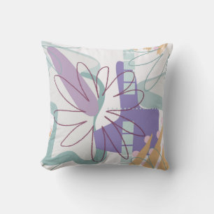 Geometric shapes and flowers on white. throw pillow