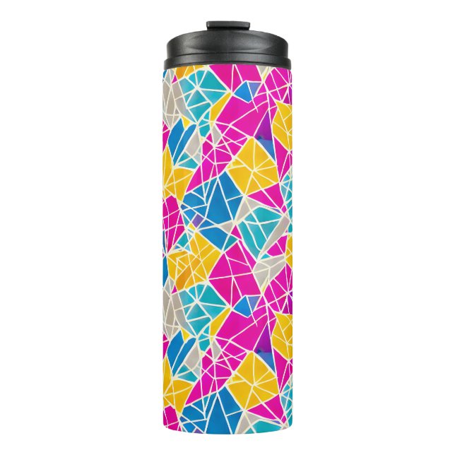 Geometric Shapes and Lines in Vibrant Colour Thermal Tumbler (Front)