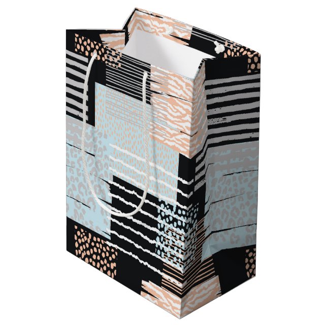 Geometric shapes and stripes medium gift bag (Back Angled)