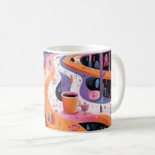 Geometric Shapes and Vibrant Colors Wall Art Print Coffee Mug