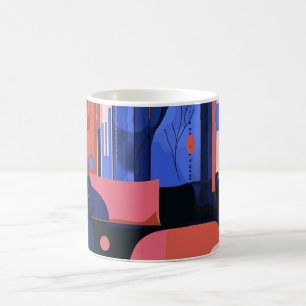 Geometric Shapes and Vibrant Colors Wall Art Print Coffee Mug