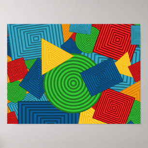 Geometric Shapes Collage (Bright Colours) Poster