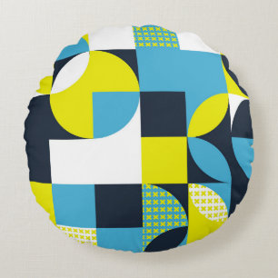 Geometric shapes, colourful abstract background. round pillow