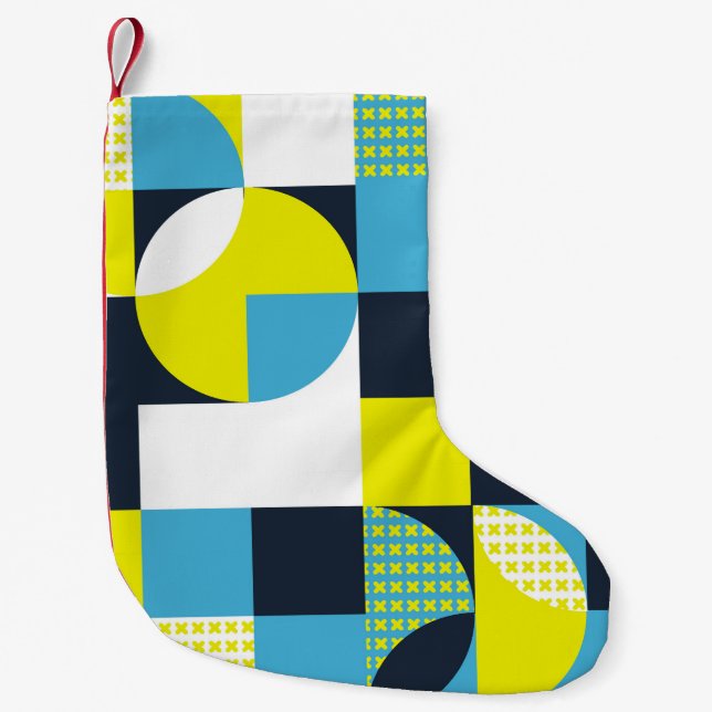 Geometric shapes, colourful abstract background. small christmas stocking (Front)
