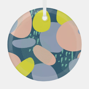 Geometric Shapes: Colourful Memphis Style Glass Ornament