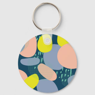 Geometric Shapes: Colourful Memphis Style Keychain