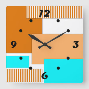 Geometric shapes cut out of paper square wall clock