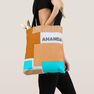 Geometric shapes cut out of paper tote bag