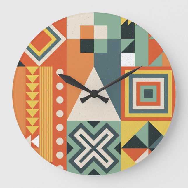 Geometric shapes, flat simple background. large clock (Front)