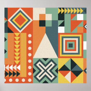 Geometric shapes, flat simple background. poster