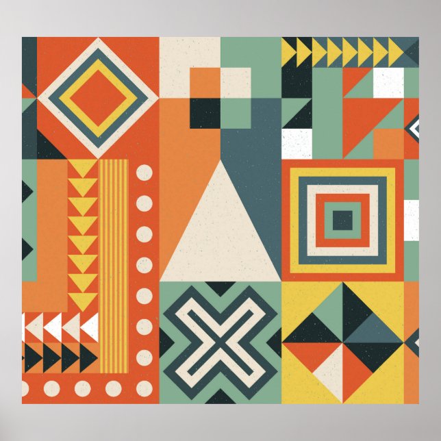 Geometric shapes, flat simple background. poster (Front)