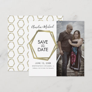 Geometric Shapes Gold Save the Date Card