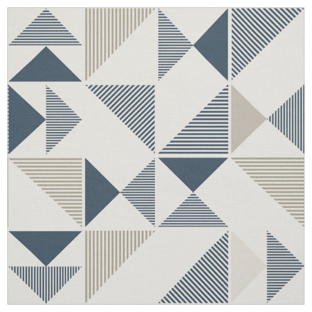 Geometric Shapes in Blue & Beige Fabric (Swatch)