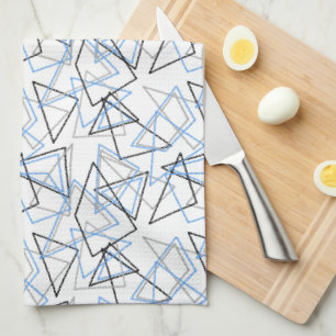 Geometric shapes in chalk on white  kitchen towel