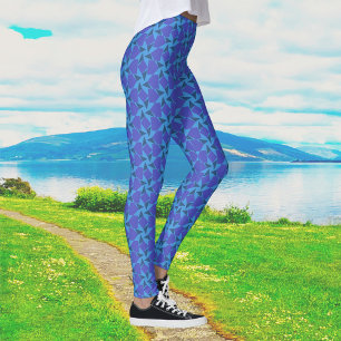  Geometric Shapes in Turquoise and Blue Leggings