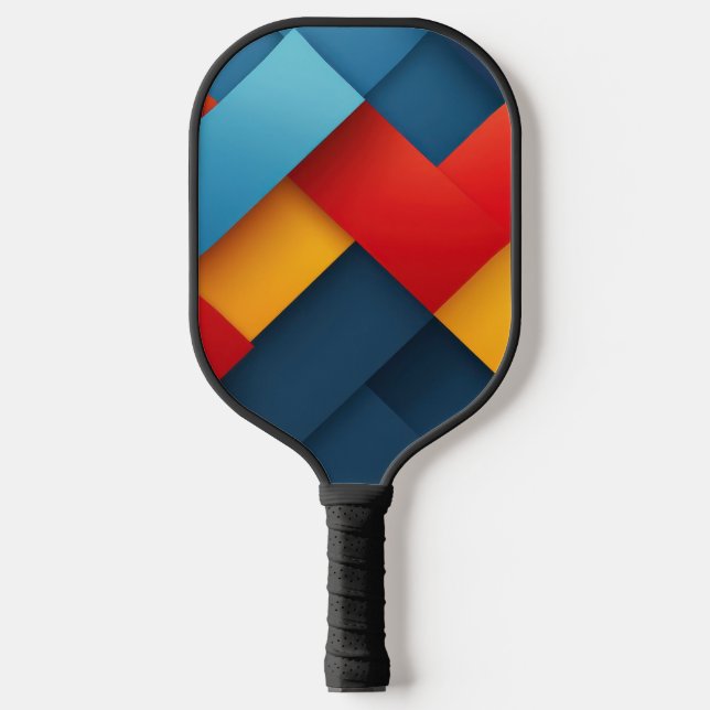 Geometric shapes in vivid colours pickleball paddle (Front)