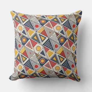 Geometric Shapes & Lines Pattern Memphis Style Art Throw Pillow